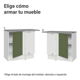Gabinete Bajo Esquinero 1 Puerta Blanco/Verde Vik Madesa
