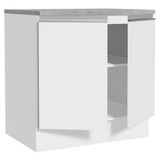 Gabinete Bajo 80 cm 2 Puertas Blanco Glamy