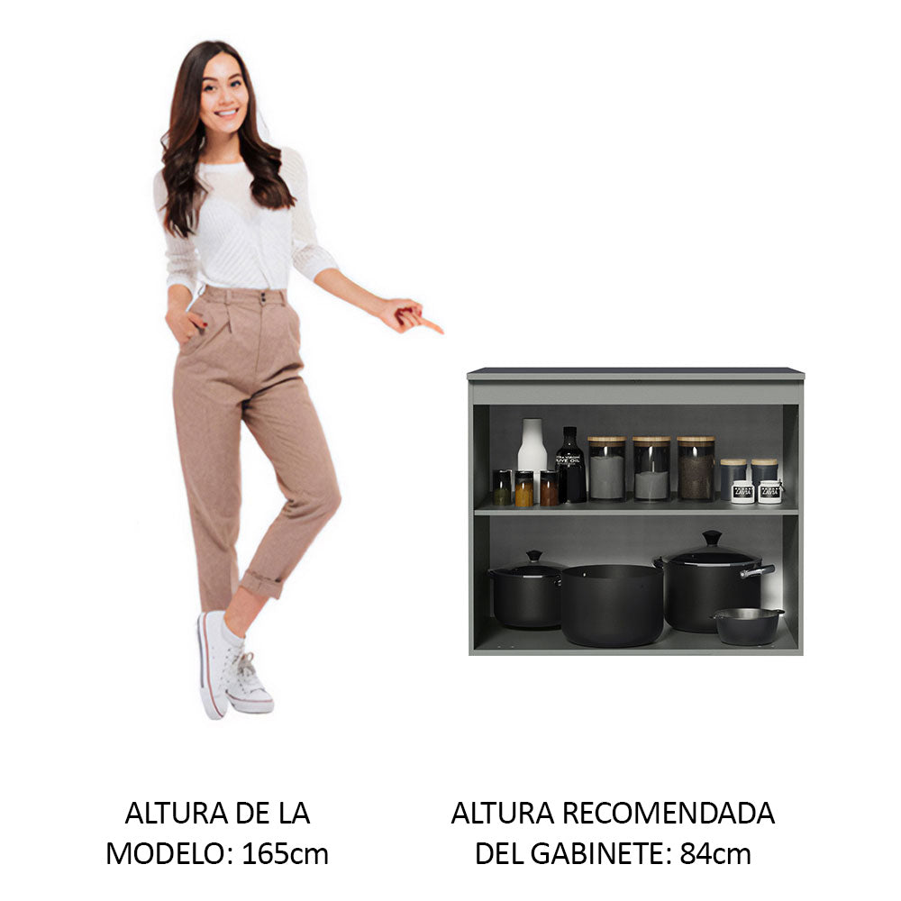 Gabinete Bajo 80 cm 2 Puertas Sin Patas Nice Gris