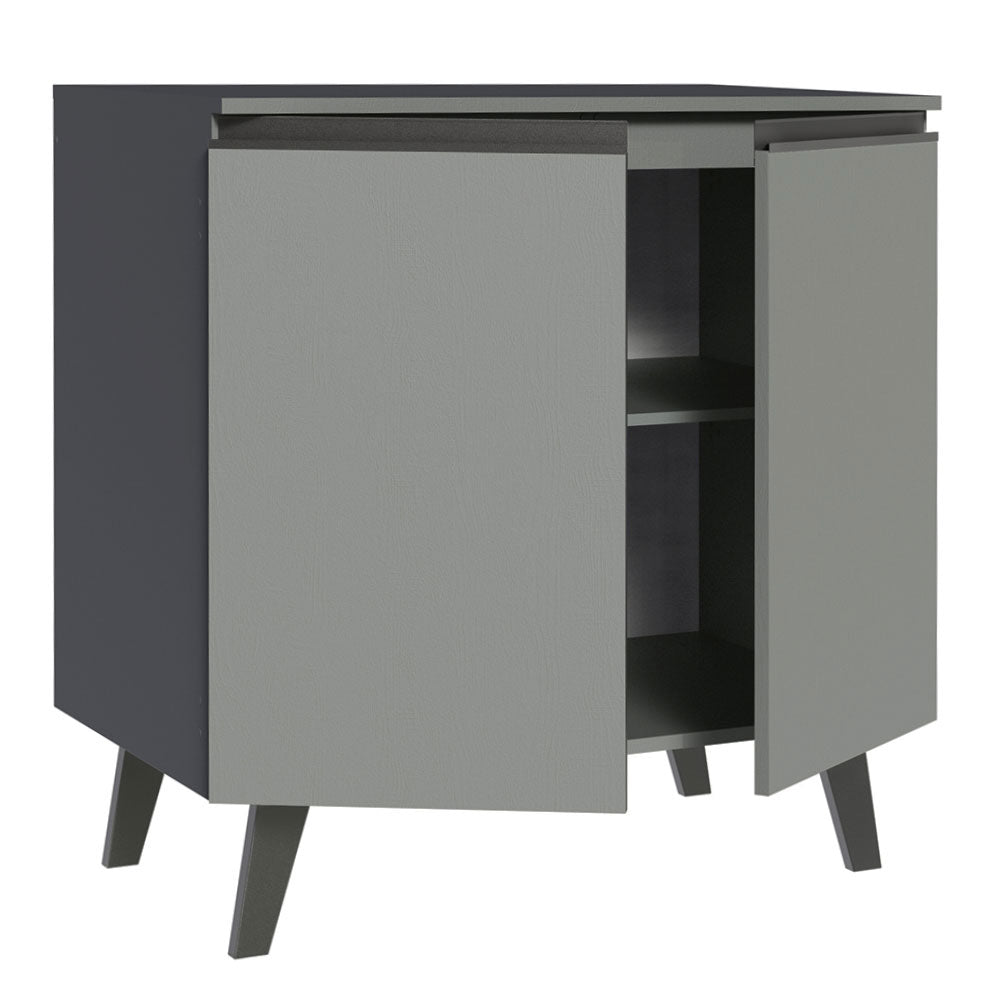Gabinete Bajo 80 cm 2 Puertas Con Patas Gris Nice Madesa
