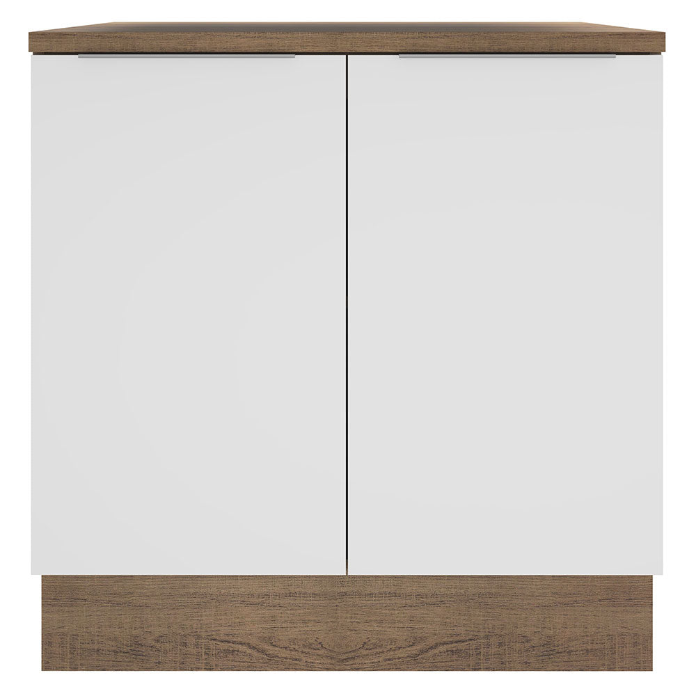 Gabinete Bajo 80 cm 2 Puertas Marrón/Blanco Stella Madesa