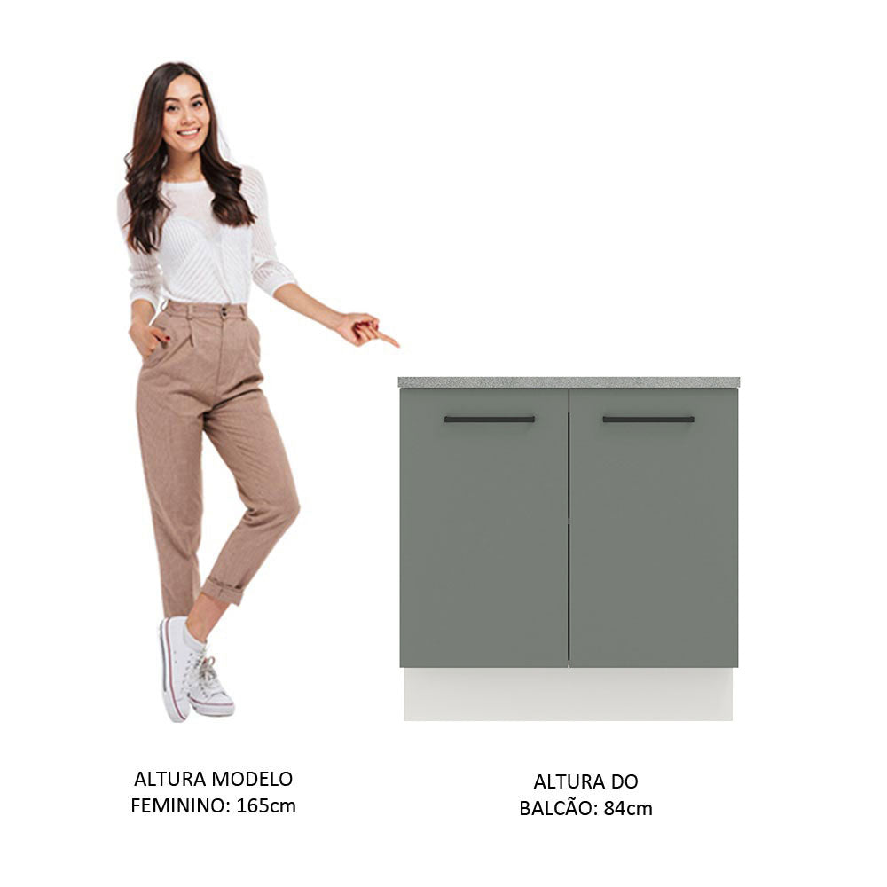 Gabinete Bajo 80 cm 2 Puertas Blanco/Gris Agata Madesa