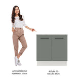 Gabinete Bajo 80cm 2 Puertas Blanco/Gris Agata