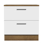 Gabinete Bajo 80 cm 2 Cajones Marrón/Blanco Agata Madesa