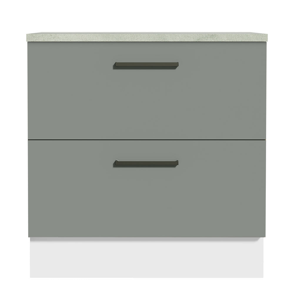 Gabinete Bajo 80 cm 2 Cajones Agata Blanco/Gris