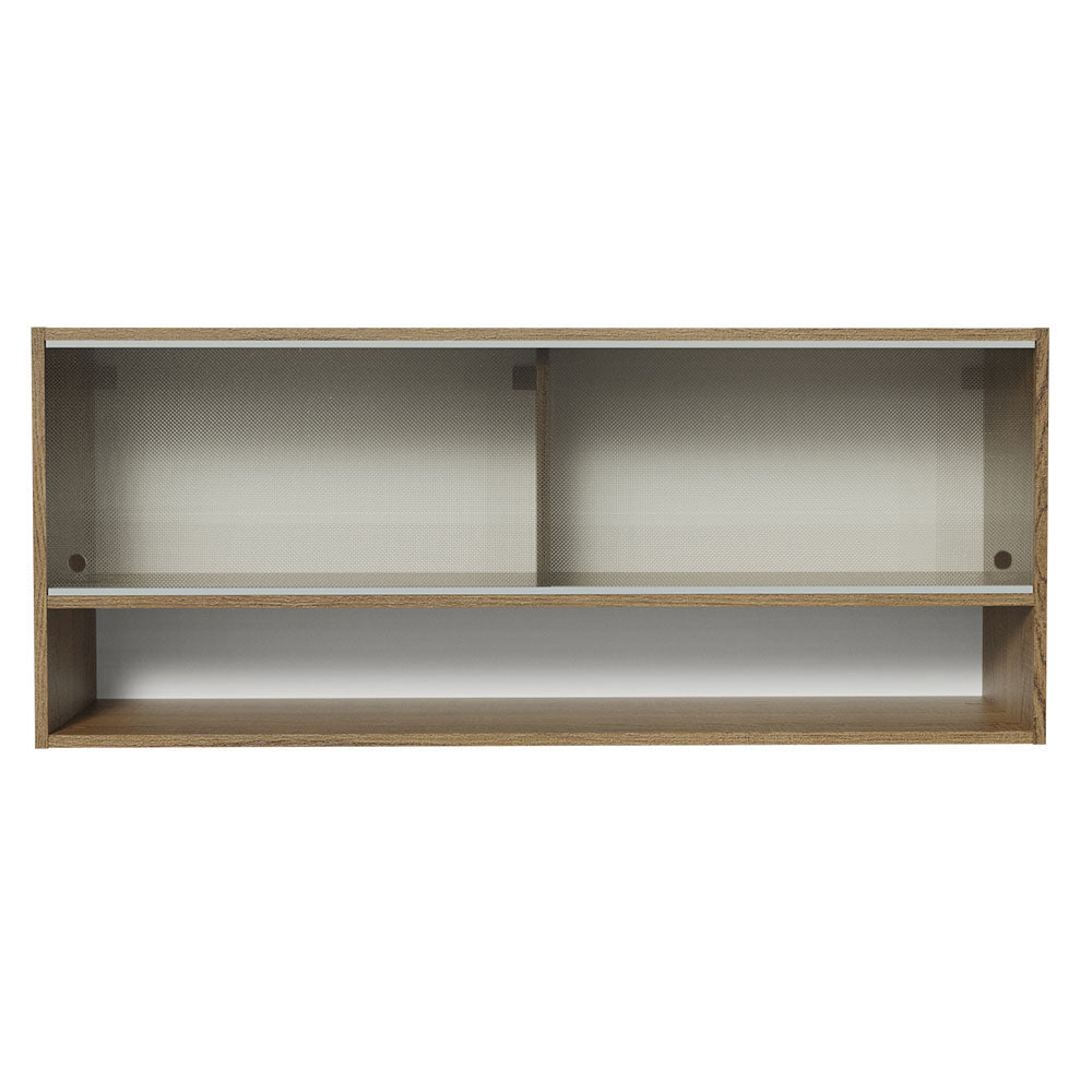 Gabinete Superior 120cm 2 Puertas Corredizas Vidrio Punteado 1 Nicho Marrón para Cocinas Glamy, Lux y Reims Madesa