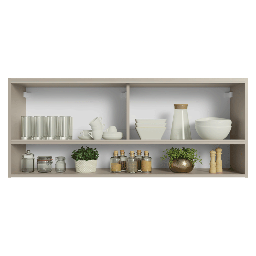 Gabinete Superior 2 Puertas Correderas Vidrio Reflejante 120cm 1 Nicho Nice Crema