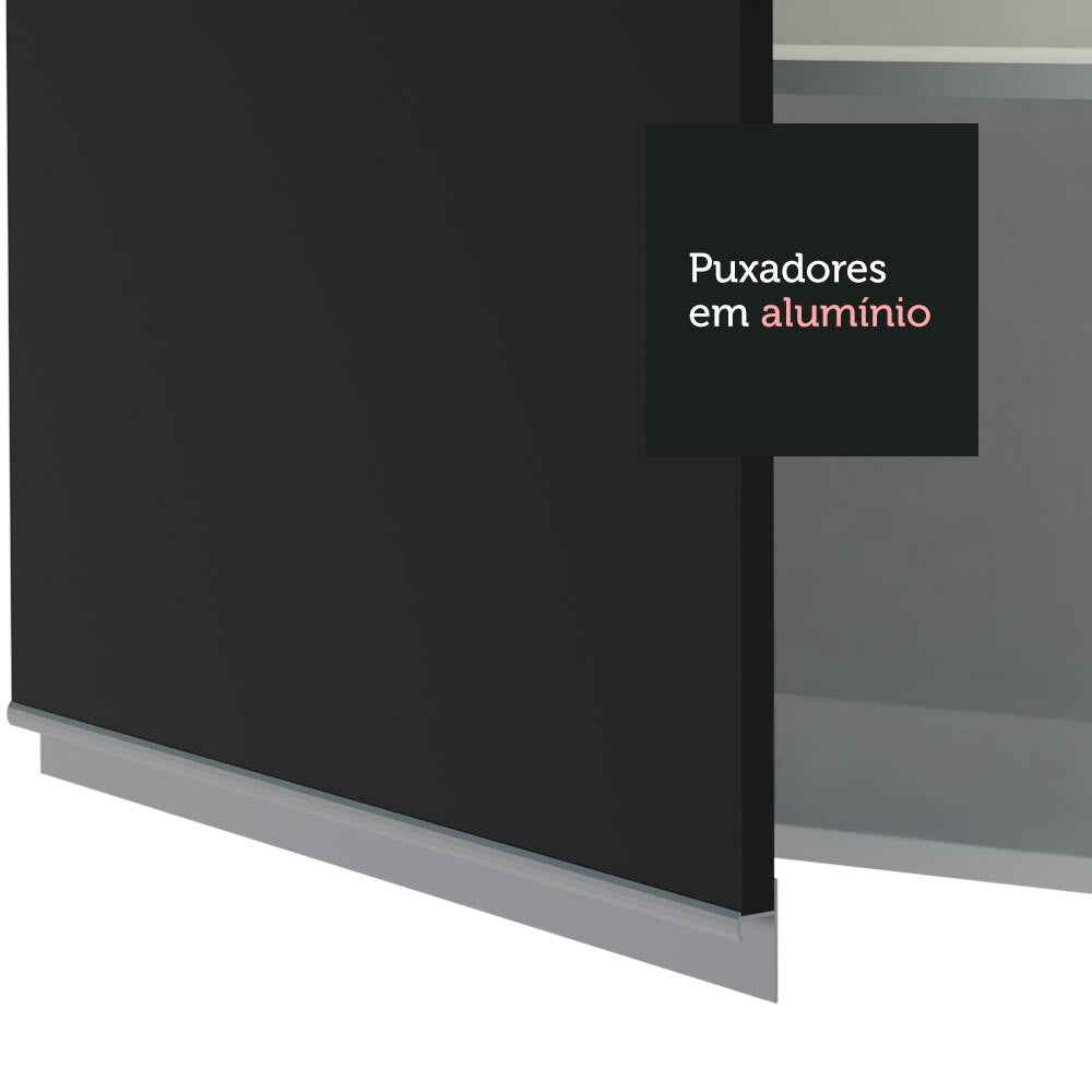 Gabinete Superior 150 cm 2 Puertas 2 Nichos Glamy Blanco/Negro