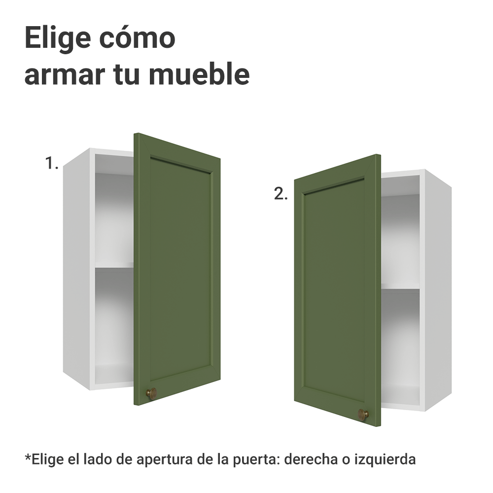 Gabinete Superior 40 cm 1 Puerta Blanco/Verde Vik Madesa