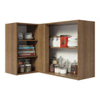 Gabinete Superior Esquinero 166 cm 1 Puerta 3 Nichos Marrón/Blanco Stella Madesa