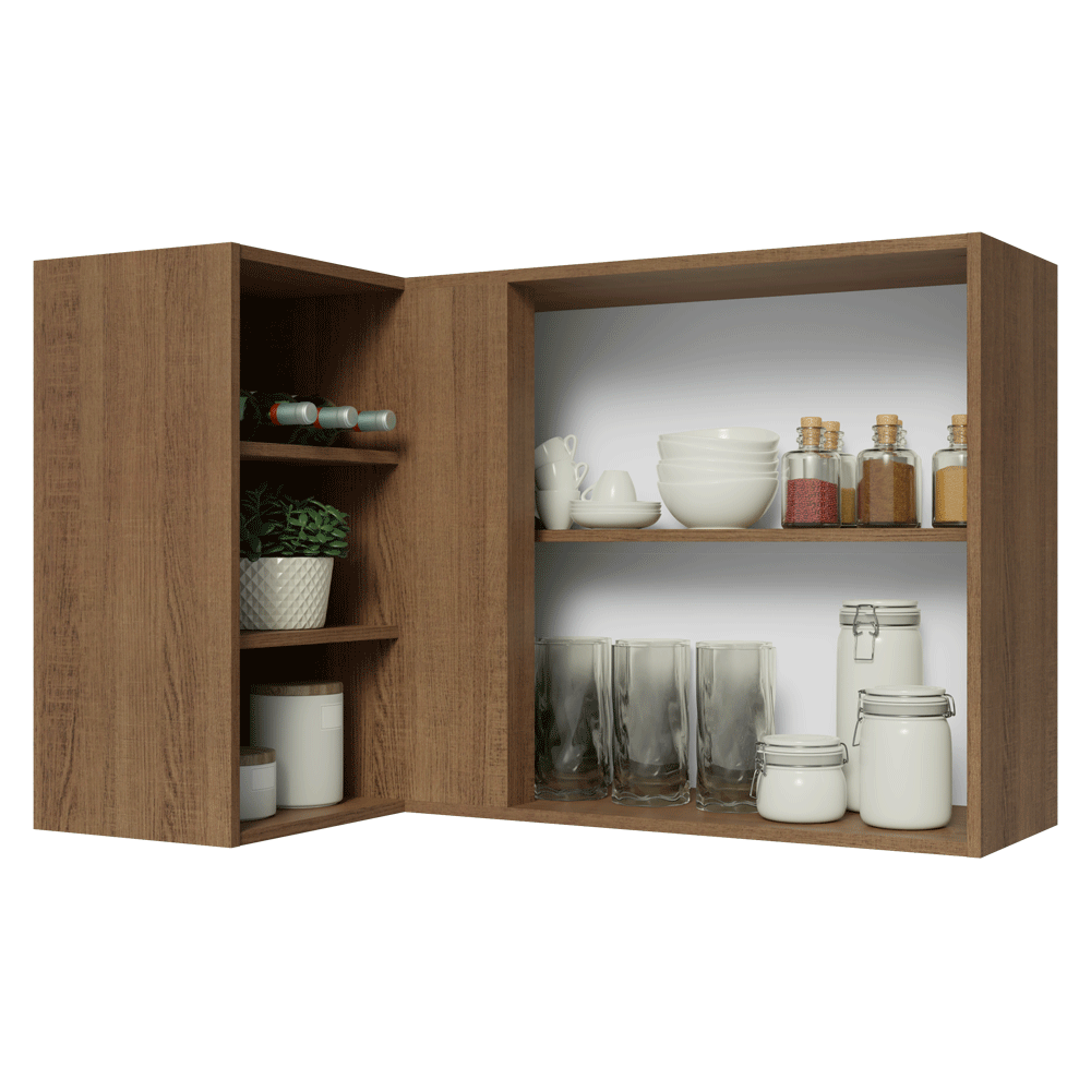 Gabinete Superior Esquinera para Línea 60 cm de Profundidad Marrón/Verde Vik Madesa