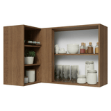 Gabinete Superior Esquinera para Línea 60 cm de Profundidad Marrón/Verde Vik Madesa