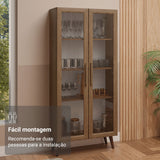 Mueble de Cocina Vitrina 70cm 2 Puertas de Vidrio con Patas Marrón Madesa