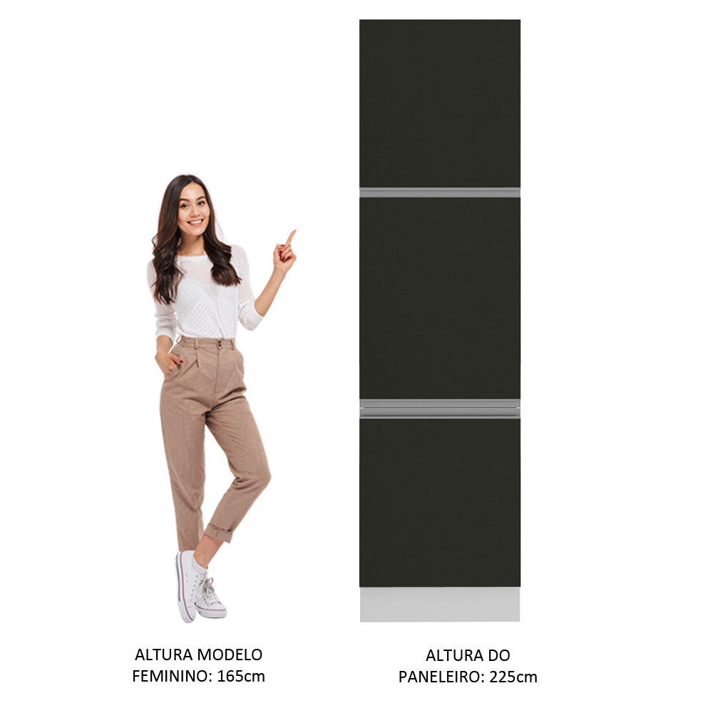 Mueble Despensa 60 cm 3 Puertas Glamy Blanco/Negro
