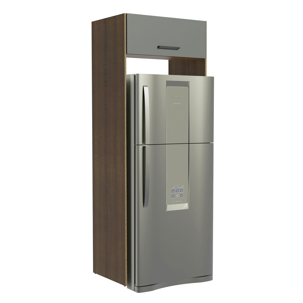 Mueble de Cocina para Refrigerador 1 Puerta Abatible Agata Marrón/Gris