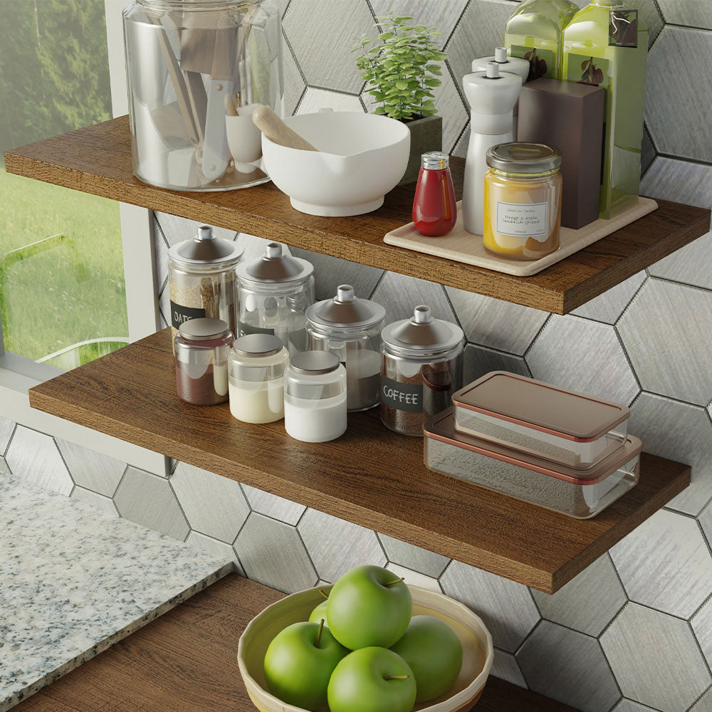 Kit 2 Repisas de Cocina 80 cm con Soporte Metálico Marrón Madesa