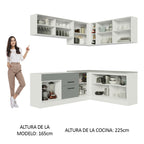 Cocina Integral Esquinera 389cm Blanco/Gris Agata 01