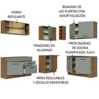 Cocina Integral Esquinera 389 x 52 cm Marrón/Gris Agata 01
