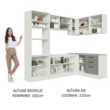 Cocina Integral Esquinera 399cm Blanco/Gris Agata 01