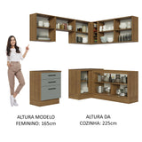 Cocina Integral Esquinera 399cm Marrón/Gris Agata 02