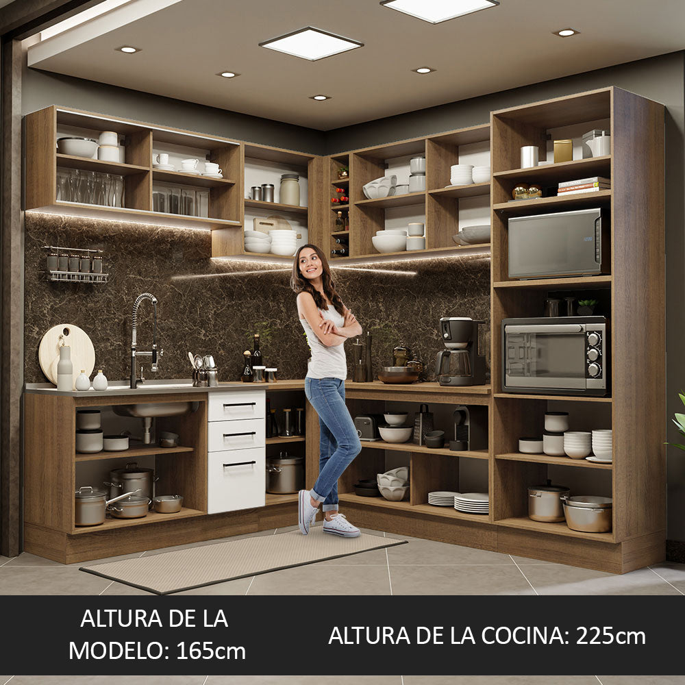 Cocina Integral Esquinera 459cm Marrón/Blanco Agata 01