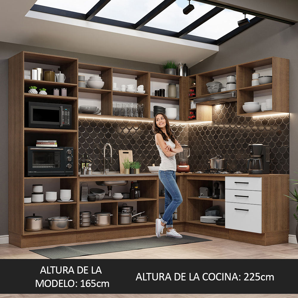 Cocina Integral Esquinera 479cm Marrón/Blanco Agata 01