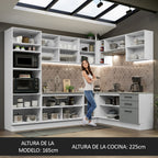 Cocina Integral Esquinera 479 x 52 cm 13 Puertas 3 Cajones Blanco/Gris Agata