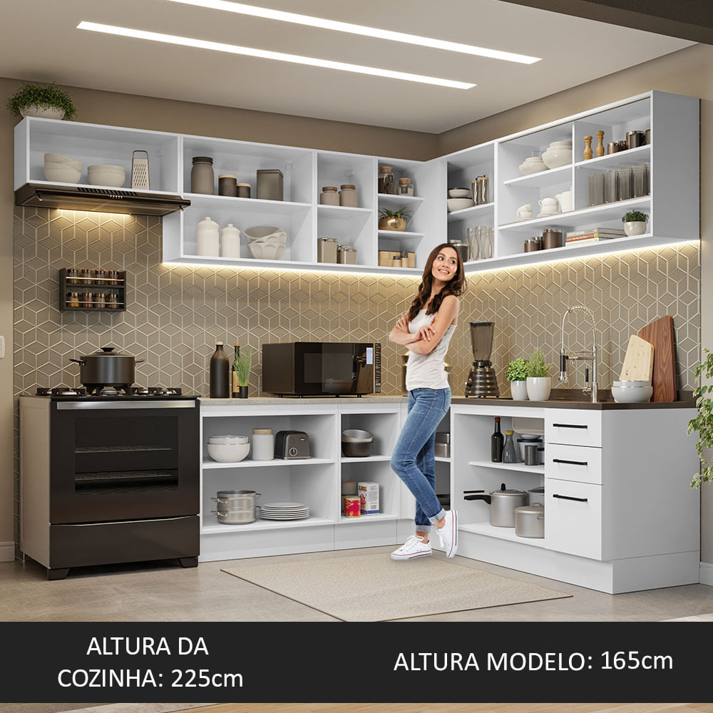 Cocina Integral Esquinera 486 x 60 cm Agata Blanco 01