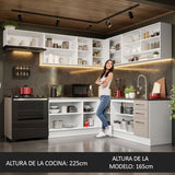 Cocina Integral de Esquina 486cm Blanco/Crema 60cm de Profundidad Agata 01