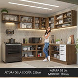 Cocina Integral de Esquina 486cm Marrón/Blanco 60cm de Profundidad Agata 01