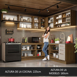 Cocina Integral de Esquina 486cm Marrón/Crema 60cm de Profundidad Agata 01