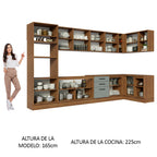 Cocina Integral Esquinera 499cm Marrón/Gris Agata 01