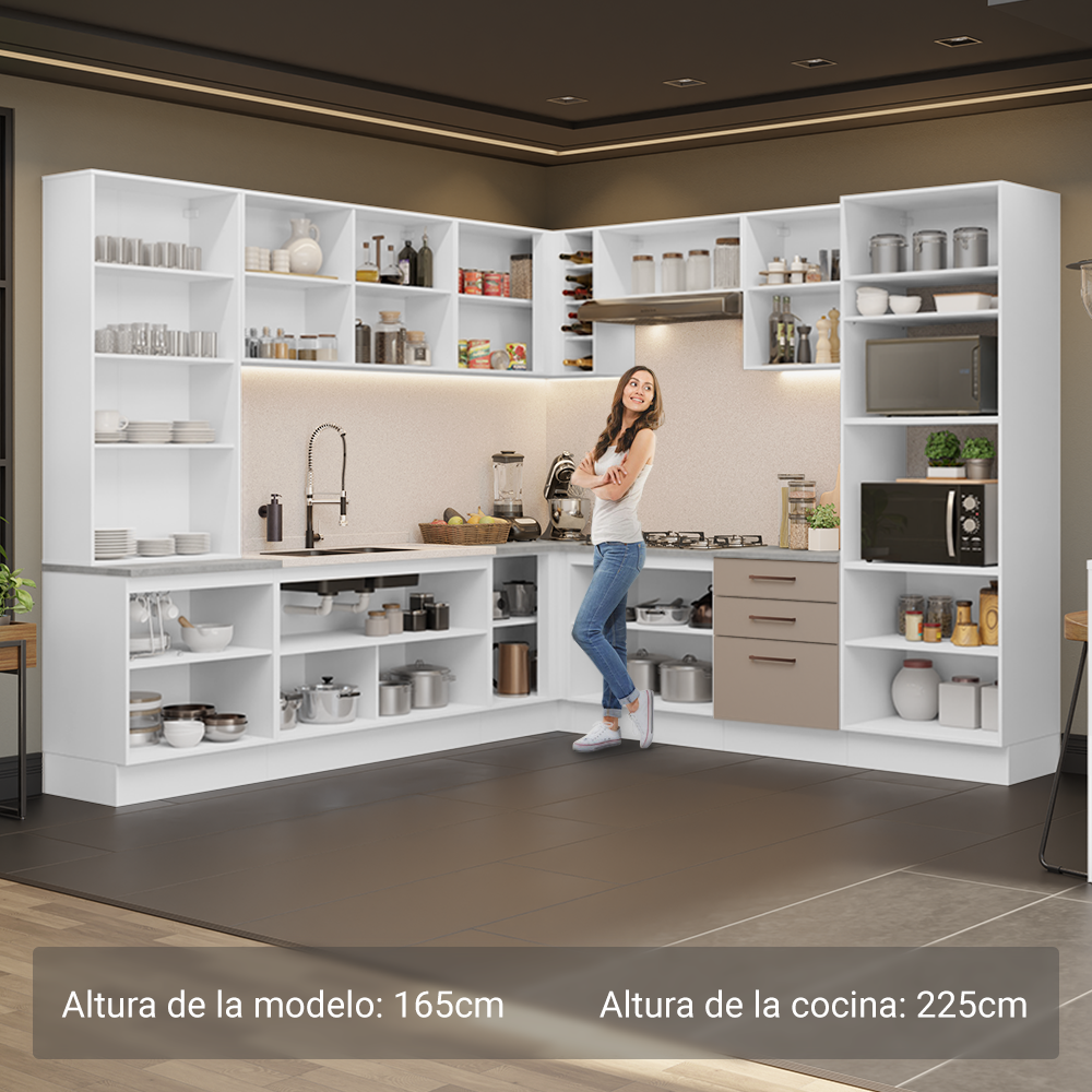Cocina Integral 549cm Blanco/Crema Agata 01