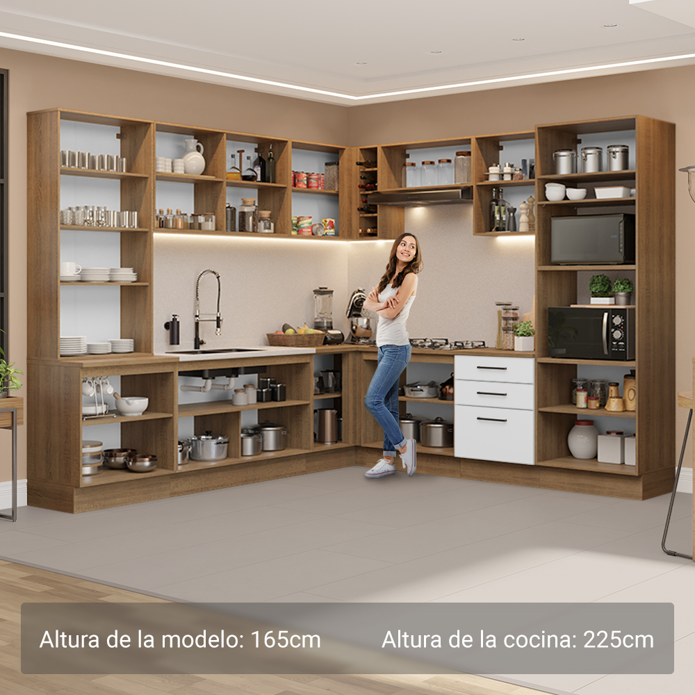 Cocina Integral 549cm Marrón/Blanco Agata 01