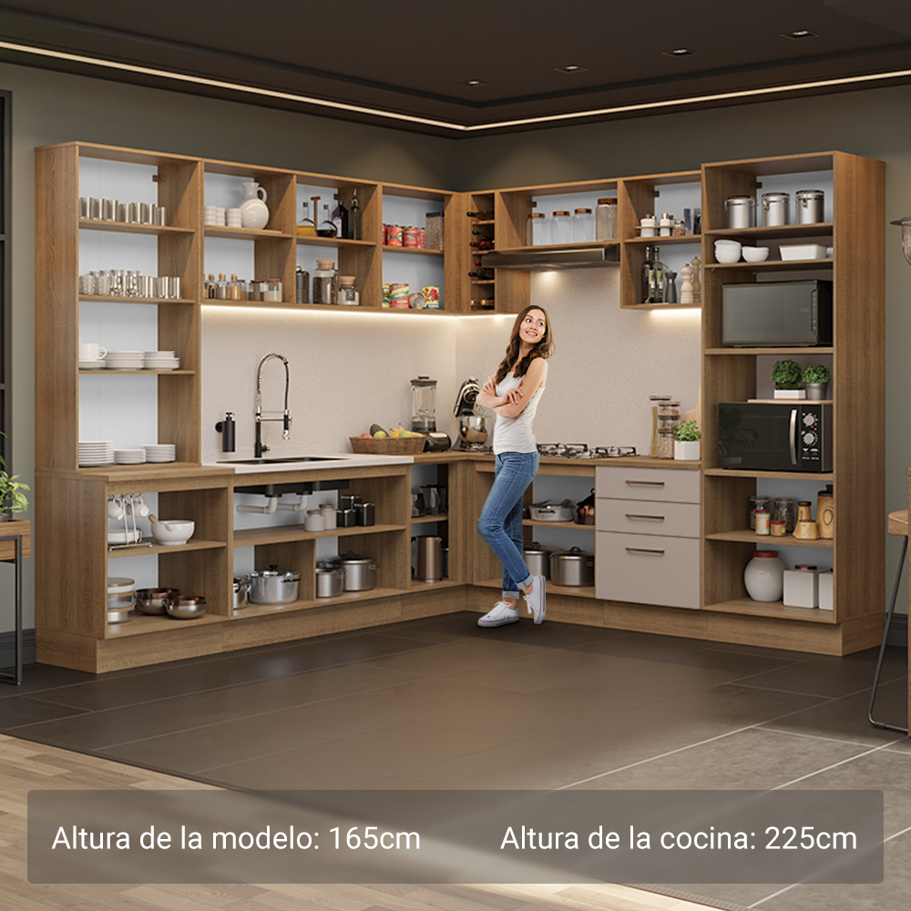Cocina Integral 549cm Marrón/Crema Agata 01
