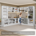 Cocina Integral Esquinera 549cm Blanco/Gris Agata 01