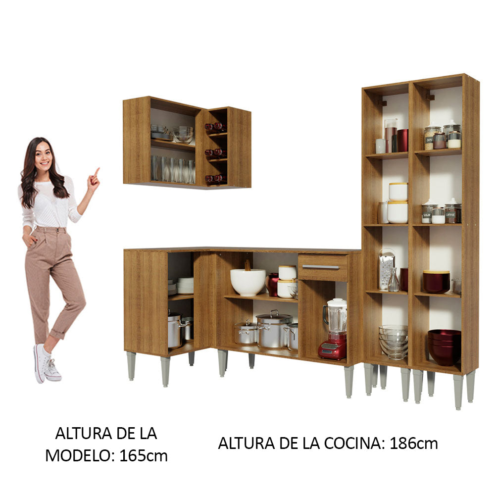 Cocina Integral Esquinera 293cm Marrón Emilly Music 02