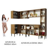 Cocina Integral Esquinera 325cm Marrón Emilly Wave 04