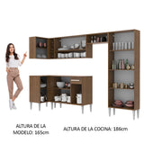 Cocina Integral Esquinera 353cm Marrón/Negro Emilly Sun 01