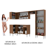 Cocina Integral Esquinera 353cm Marrón/Blanco Emilly Sun 01