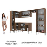 Cocina Integral Esquinera 385cm Marrón/Branco Emilly Love 01