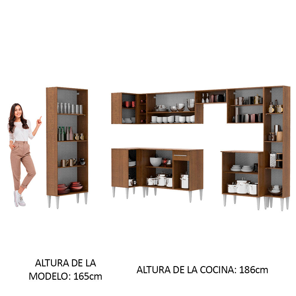 Cocina Integral Esquinera 513cm Marrón Emilly Live 03
