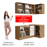 Cocina Integral Esquinera 269cm Marrón/Blanco Glamy 01