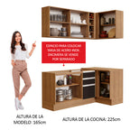 Cocina Integral Esquinera 269cm Marrón/Negro Glamy 01