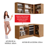 Cocina Integral Esquinera 269cm Marrón/Negro Glamy 01