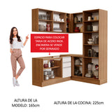 Cocina Integral Esquinera 329cm Marrón/Blanco Glamy 01