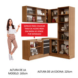 Cocina Integral Esquinera 329cm Marrón/Negro Glamy 01