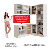Cocina Integral Esquinera 329cm Blanco/Marrón Glamy 01