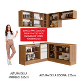 Cocina Integral Esquinera 349cm Marrón/Blanco Glamy 01