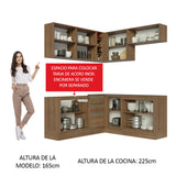 Cocina Integral Esquinera 349cm Marrón Glamy 03